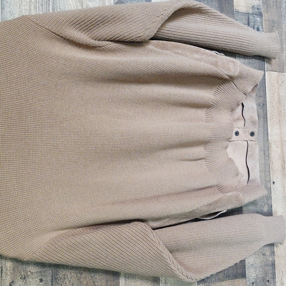 Vintage Setiage Made in Italy suede and Knit sweater Cardigan Jacket sz Med wom - Picture 15 of 17